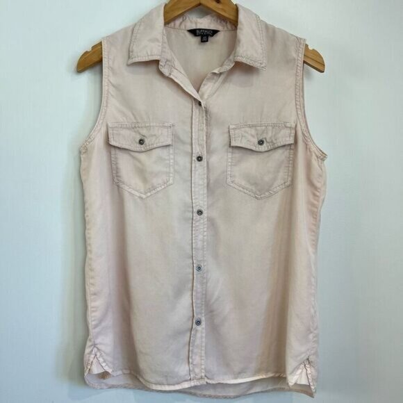 Buffalo David Bitton Women’s Small Pink Blush Sleeveless Button Down Shirt Top - Picture 1 of 12